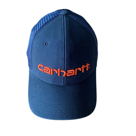 Carhartt Blue Mesh Trucker Snap Back Cap Hat One Size Adjustable New - Picture 1 of 9